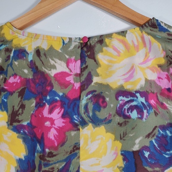 J. Crew Scoopneck Floral Print 3/4 Sleeve Blouse Pink Yellow Size XS - Picture 5 of 9